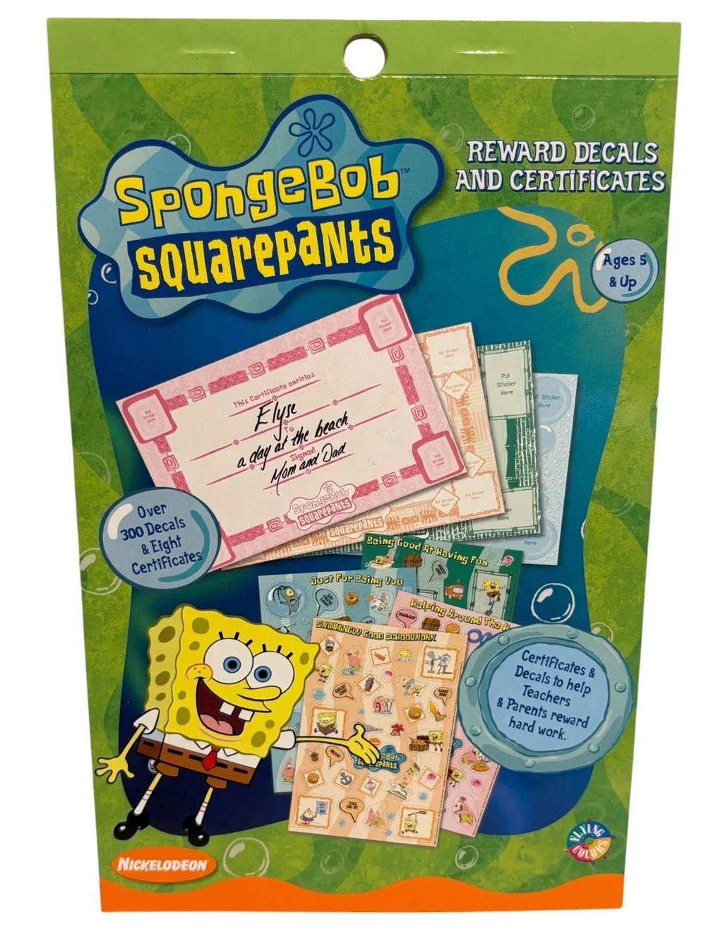 Vintage 2001 SpongeBob Squarepants Reward Decals & Certificates NEW